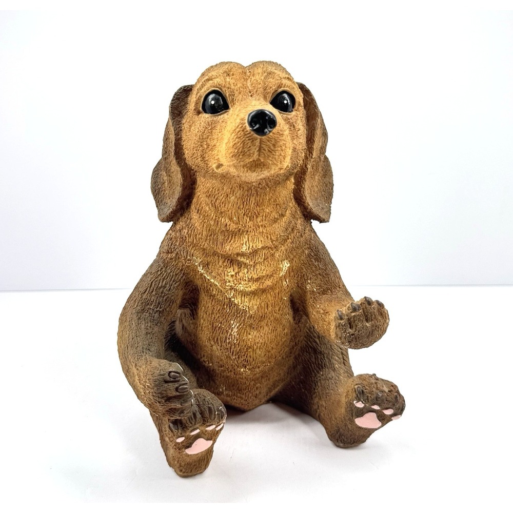 Vintage Resin Dachshund Dog Figurine Begging Pose Brown 7 Inch Decor